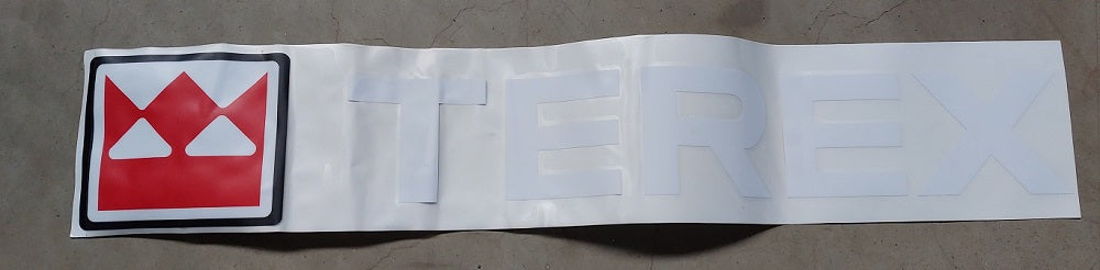 5358610562 SCHRIFTZUG TEREX MIT KRONE - WEISS - PVC - 120X702