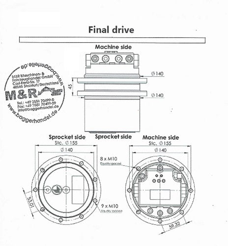 Fahrmotoren für Minibagger zwischen 1,2t - 1,6t