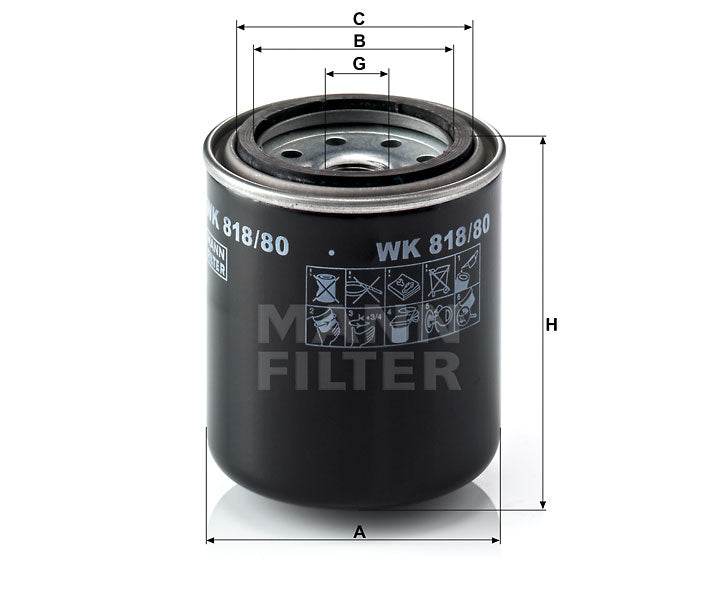 Kraftstofffilter Mann Hummel - WK 818/80 passend zu YANMAR
