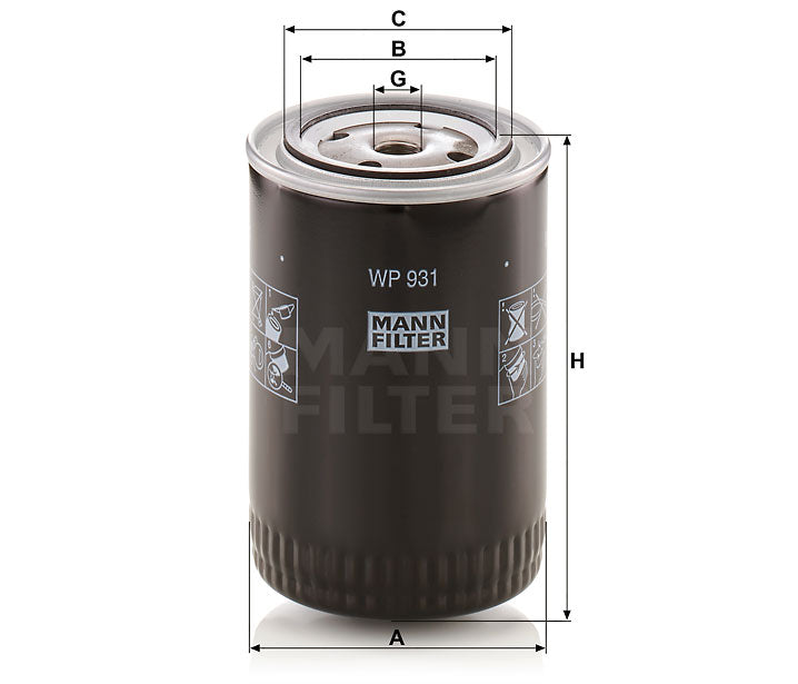 Luftfilter Mann Hummel - WP 931 passend zu CATERPILLAR