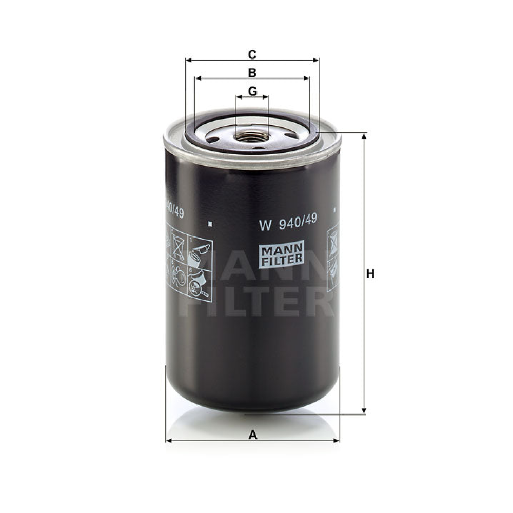 Ölfilter Mann Hummel - W 940/49 passend zu KUBOTA