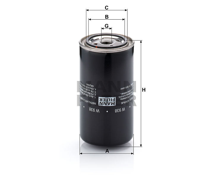 Luftfilter Mann Hummel - W 938 passend zu YANMAR
