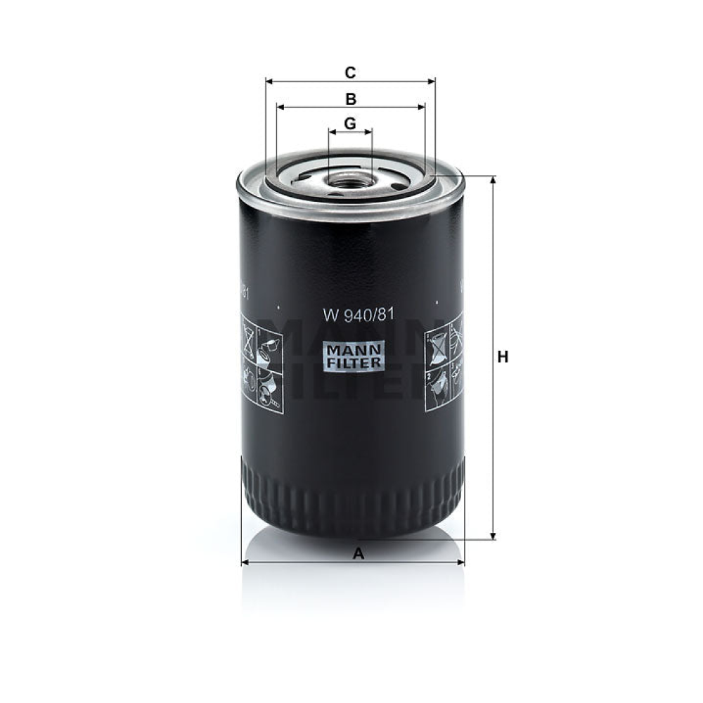 Ölfilter Mann Hummel - W 940/81 passend zu KUBOTA