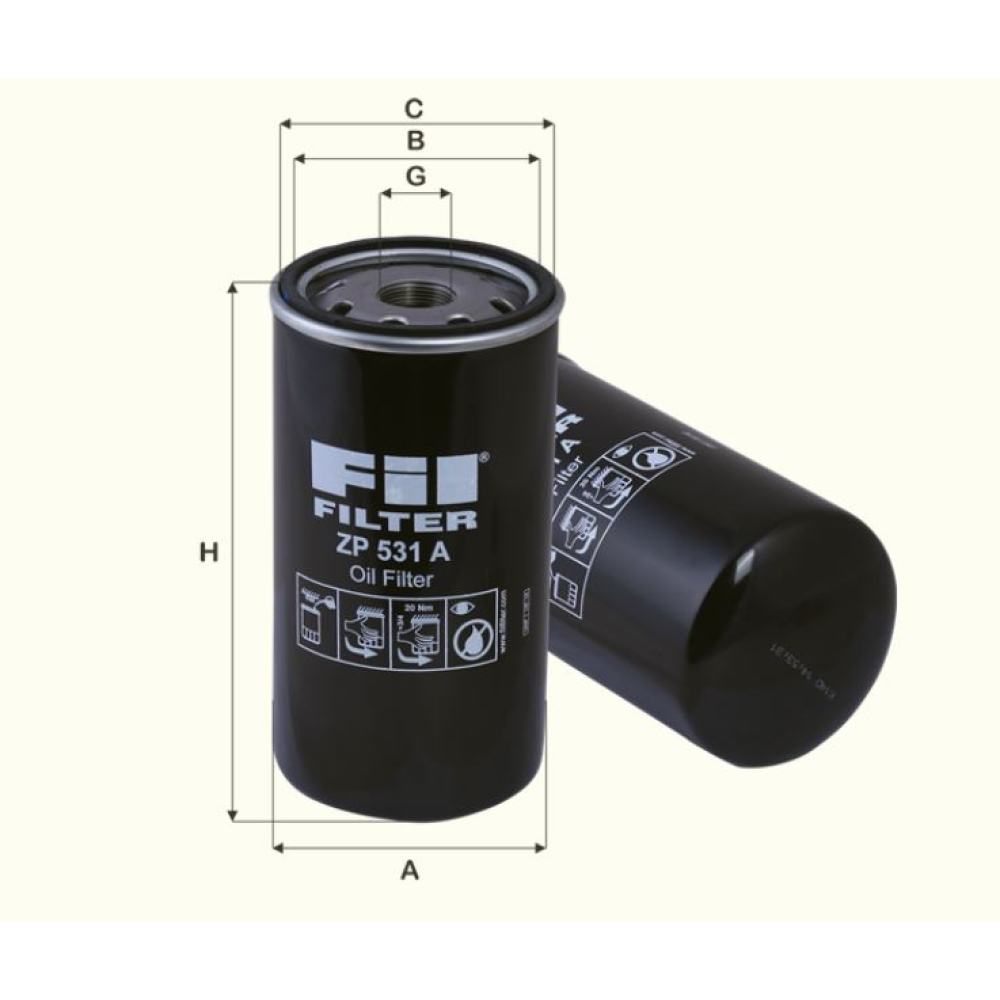 Ölfilter Fil Filter - ZP531A passend zu KOMATSU