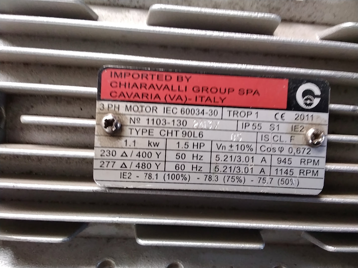 Chiaravalli Group SpA Flansch Drehstrommotor Chiaravalli CHT 60034-30 - neu