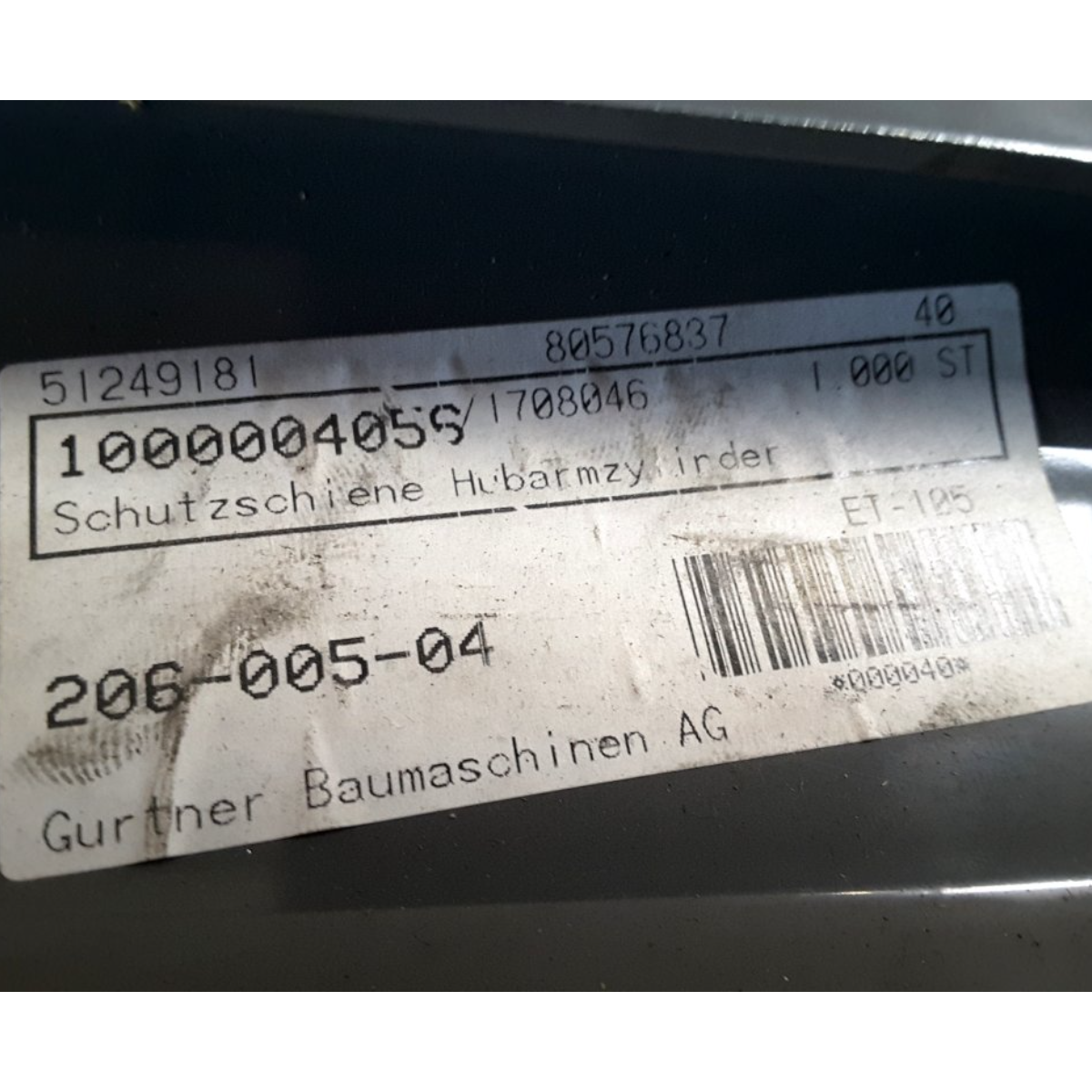 Schutzschiene N1000004055 für Minibagger-Hubarmzylinder