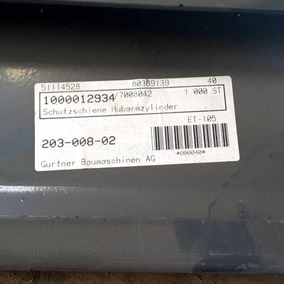 Schutzschiene für Minibagger Hubarmzylinder