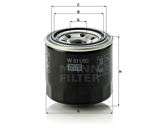 Ölfilter Mann Hummel - W 811/80 passend zu KUBOTA