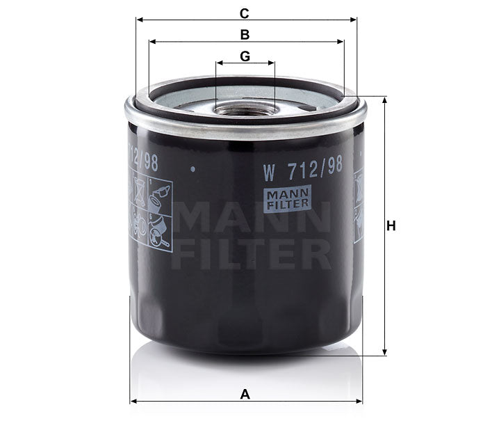 Luftfilter Mann Hummel - W 712/98 passend zu CATERPILLAR