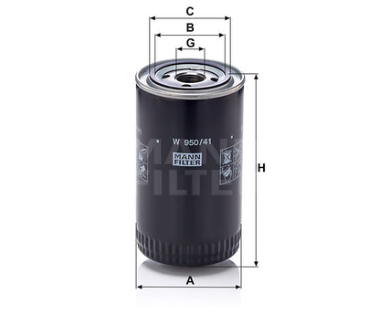 Ölfilter Mann Hummel - W 950/41 passend zu KOMATSU