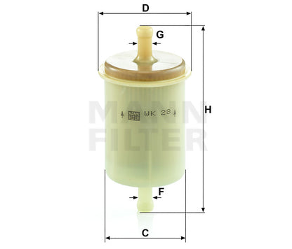 Kraftstofffilter Mann Hummel - WK 28 passend zu KUBOTA
