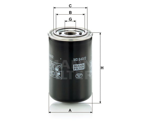 Ölfilter Mann Hummel - WD 940/2 passend zu YANMAR