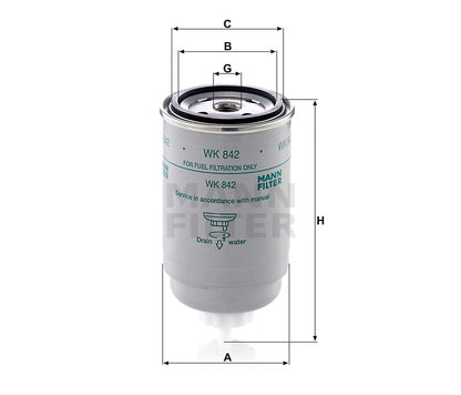 Kraftstofffilter Mann Hummel - WK 842 passend zu CASE/CASE IH