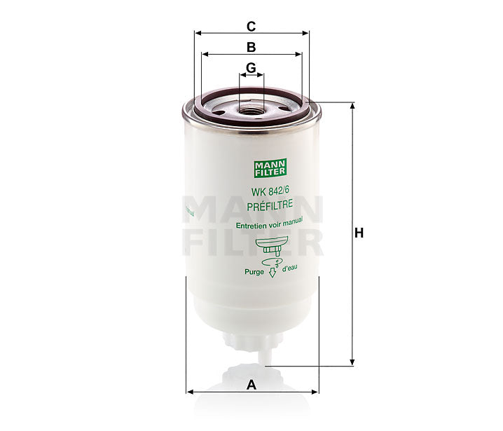 Kraftstofffilter Mann Hummel - WK 842/6 passend zu CASE/CASE IH