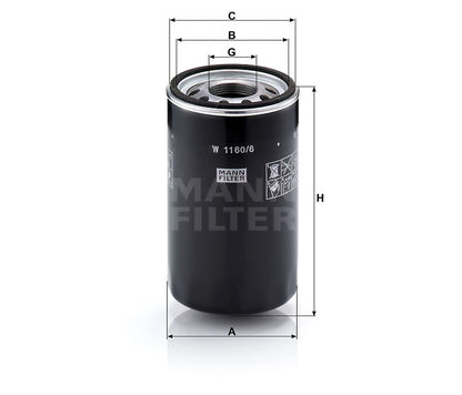 Luftfilter Mann Hummel - W 1160/6 passend zu CASE/CASE IH