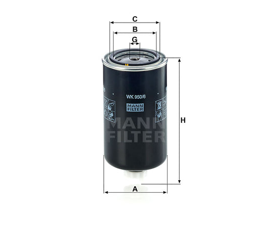 Kraftstofffilter Mann Hummel - WK 950/6 passend zu RENAULT VI