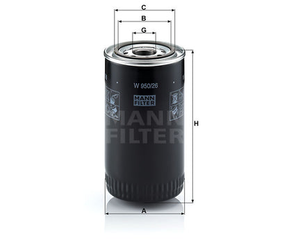 Luftfilter Mann Hummel - W 950/26 passend zu KOMATSU