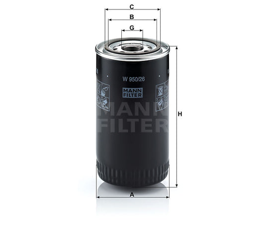 Luftfilter Mann Hummel - W 950/26 passend zu KOMATSU