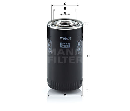 Luftfilter Mann Hummel - W 950/39 passend zu CASE/CASE IH