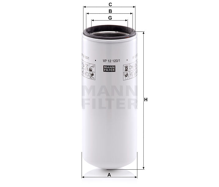 Luftfilter Mann Hummel - WP 12 120/1 passend zu KOMATSU