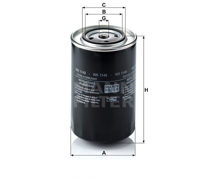 Kraftstofffilter Mann Hummel - WK 1149 passend zu CASE/CASE IH