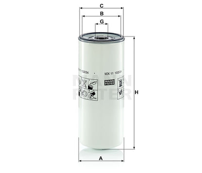 Kraftstofffilter Mann Hummel - WDK 11 102/24 passend zu RENAULT VI