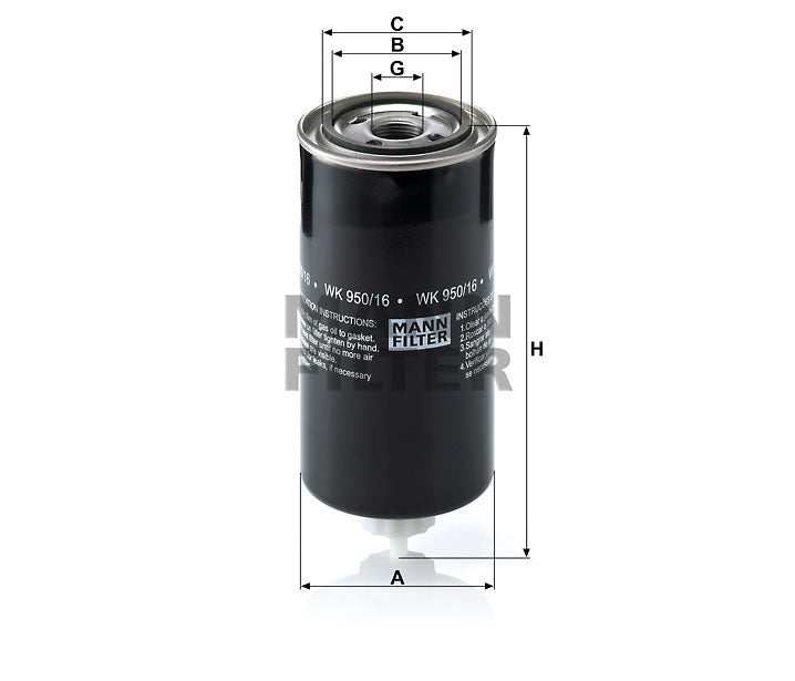Kraftstofffilter Mann Hummel - WK 950/16 x passend zu CASE/CASE IH