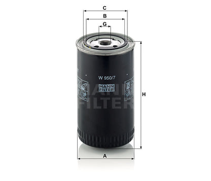 Luftfilter Mann Hummel - W 950/7 passend zu YANMAR