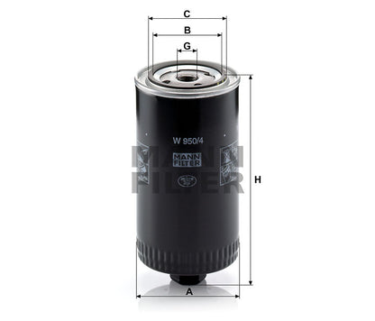 Luftfilter Mann Hummel - W 950/4 passend zu CASE/CASE IH