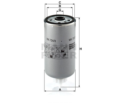 Kraftstofffilter Mann Hummel - WK 724/3 passend zu IVECO