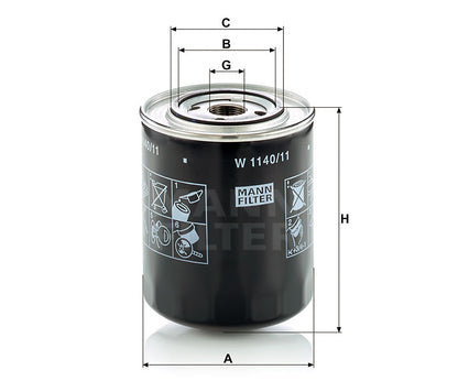 Luftfilter Mann Hummel - W 1140/11 passend zu CASE/CASE IH