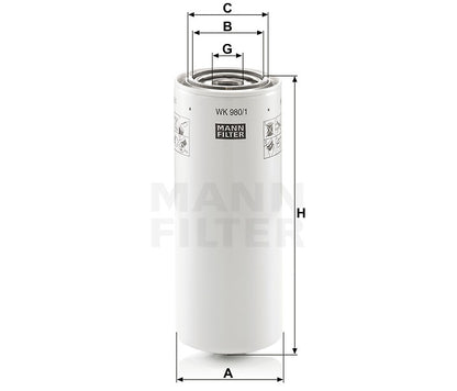 Kraftstofffilter Mann Hummel - WK 980/1 passend zu ATLAS COPCO