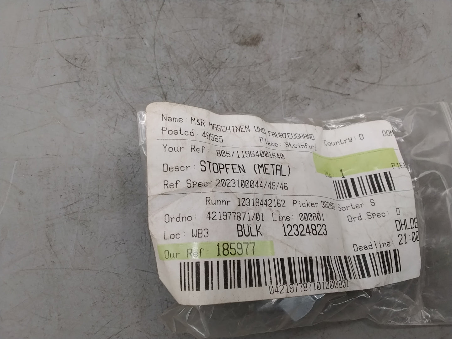 Unbekannt Ã–l  stopfen  12324823  - neu