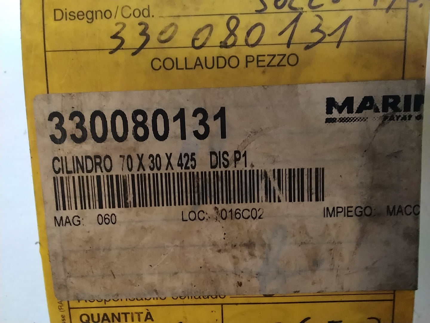 Doppelwirkender Hydraulikzylinder MARINI 330080131 675 mm